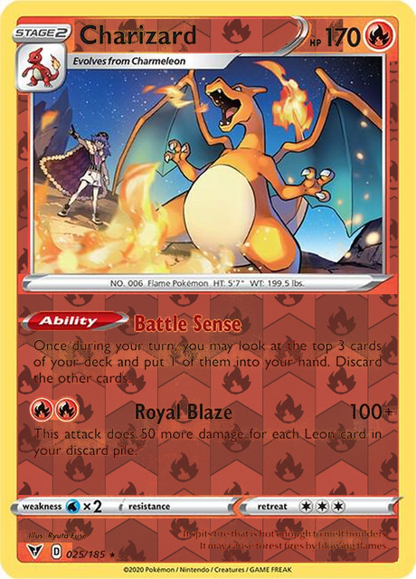 Charizard 025, Vivid Voltage Singles, Reverse Holo, representative matte composite