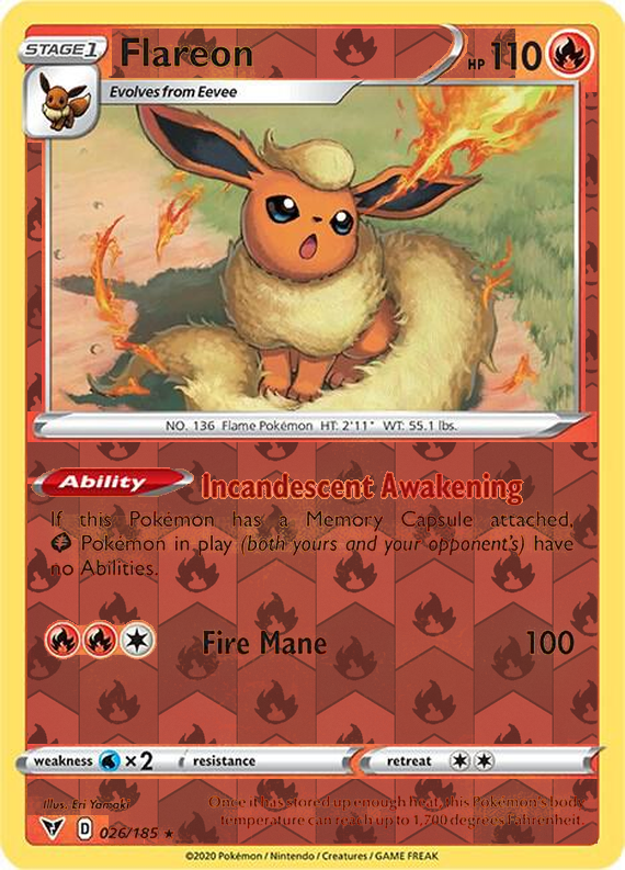 Flareon 026, Vivid Voltage Singles, Reverse Holo, representative matte composite