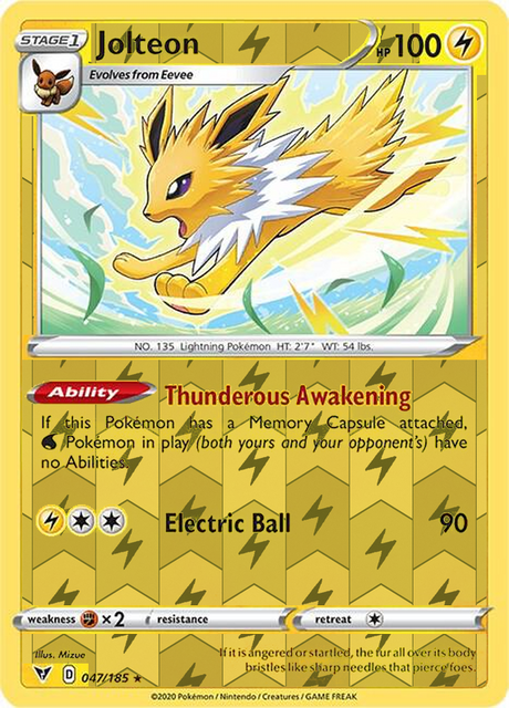 Jolteon 047, Vivid Voltage Singles, Reverse Holo, representative matte composite