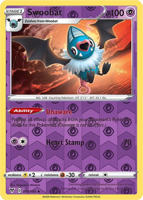 Swoobat 074, Vivid Voltage Singles, Reverse Holo, representative matte composite