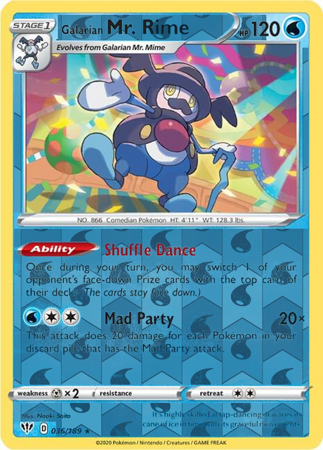 Galarian Mr. Rime 036, Darkness Ablaze Singles, Reverse Holo, representative matte composite
