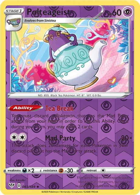 Polteageist 083, Darkness Ablaze Singles, Reverse Holo, representative matte composite