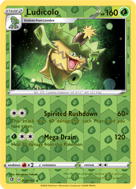 Ludicolo 009, Rebel Clash Singles, Reverse Holo, representative matte composite