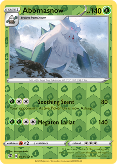 Abomasnow 013, Rebel Clash Singles, Reverse Holo, representative matte composite