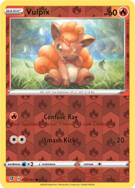 Vulpix 024, Rebel Clash Singles, Reverse Holo, representative matte composite