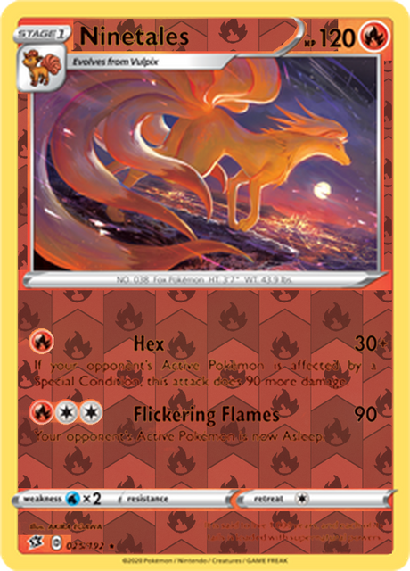 Ninetales 025, Rebel Clash Singles, Reverse Holo, representative matte composite