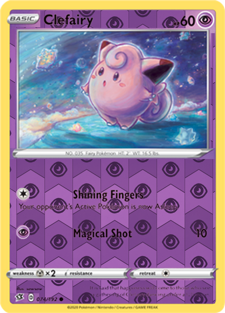 Clefairy 074, Rebel Clash Singles, Reverse Holo, representative matte composite