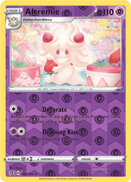 Alcremie 087, Rebel Clash Singles, Reverse Holo, representative matte composite