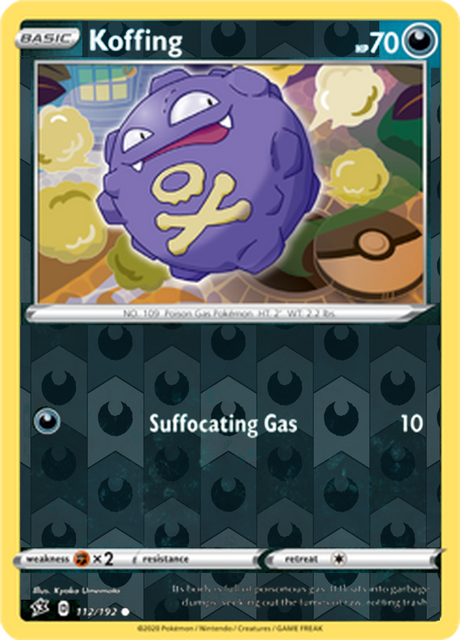 Koffing 112, Rebel Clash Singles, Reverse Holo, representative matte composite