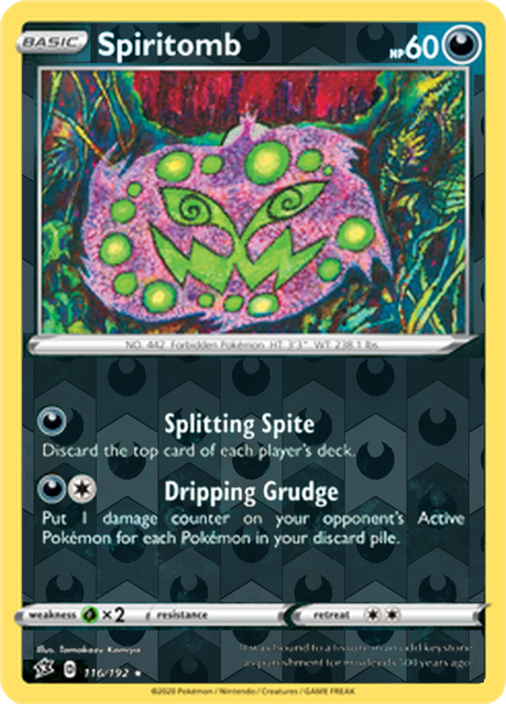 Spiritomb 116, Rebel Clash Singles, Reverse Holo, representative matte composite