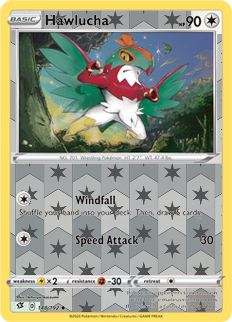 Hawlucha 148, Rebel Clash Singles, Reverse Holo, representative matte composite