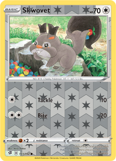 Skwovet 151, Rebel Clash Singles, Reverse Holo, representative matte composite