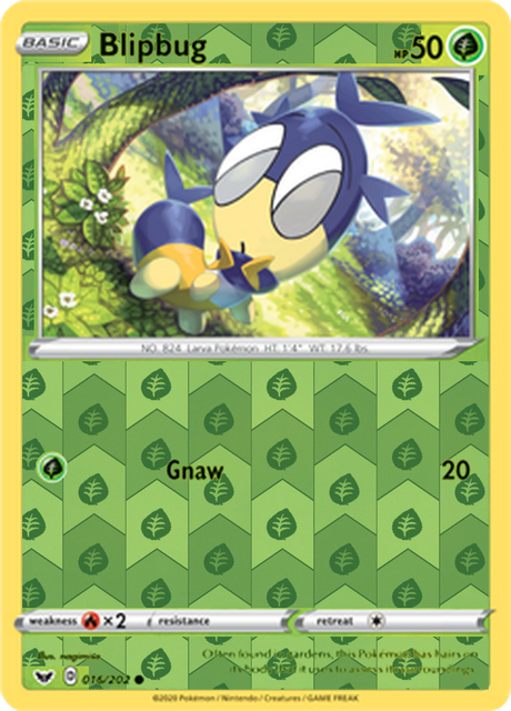 Blipbug 016, Sword & Shield Base Set Singles, Reverse Holo, representative matte composite