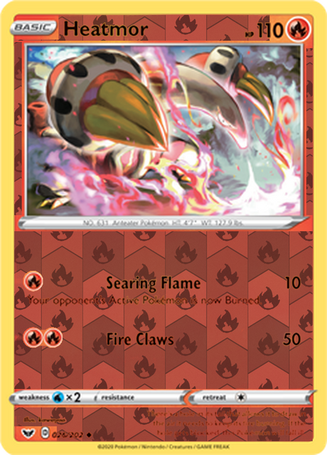 Heatmor 026, Sword & Shield Base Set Singles, Reverse Holo, representative matte composite