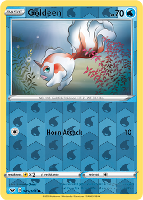 Goldeen 045, Sword & Shield Base Set Singles, Reverse Holo, representative matte composite