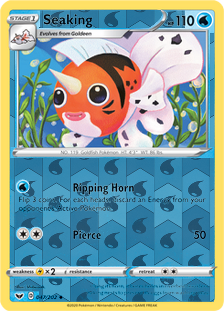 Seaking 047, Sword & Shield Base Set Singles, Reverse Holo, representative matte composite