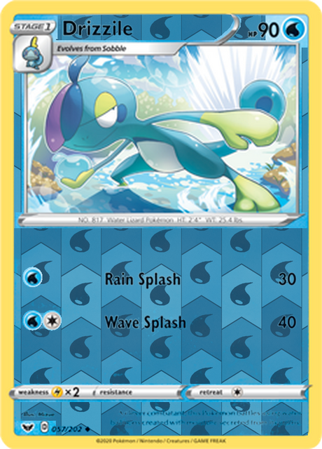 Drizzile 057, Sword & Shield Base Set Singles, Reverse Holo, representative matte composite