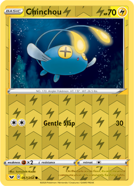 Chinchou 067, Sword & Shield Base Set Singles, Reverse Holo, representative matte composite