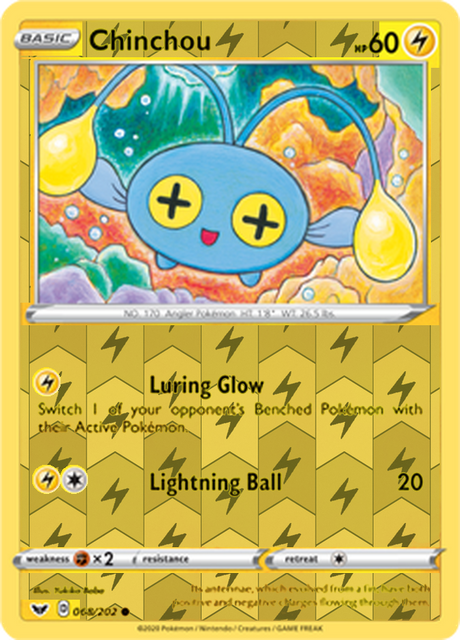 Chinchou 068, Sword & Shield Base Set Singles, Reverse Holo, representative matte composite