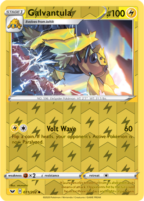Galvantula 071, Sword & Shield Base Set Singles, Reverse Holo, representative matte composite