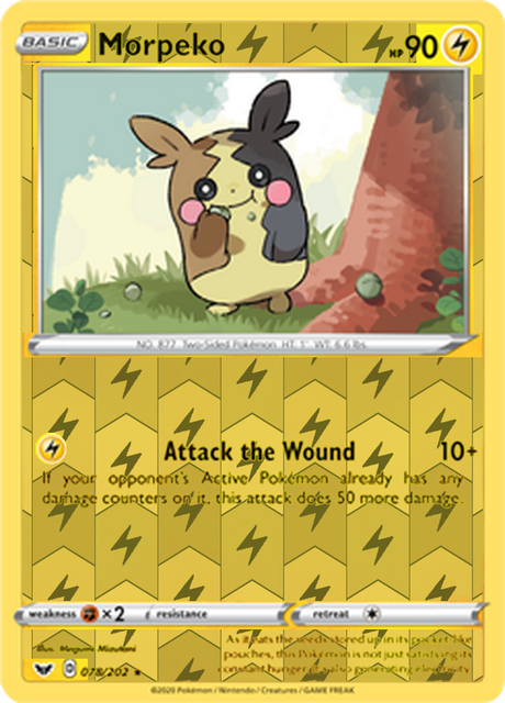 Morpeko 078, Sword & Shield Base Set Singles, Reverse Holo, representative matte composite
