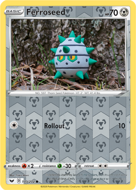 Ferroseed 130, Sword & Shield Base Set Singles, Reverse Holo, representative matte composite