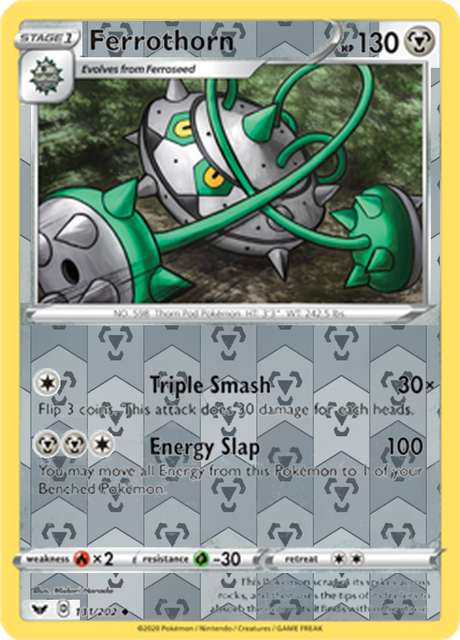 Ferrothorn 131, Sword & Shield Base Set Singles, Reverse Holo, representative matte composite