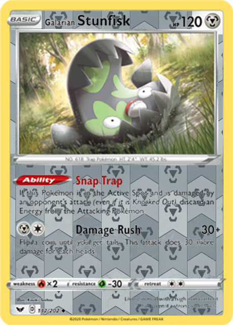 Galarian Stunfisk 132, Sword & Shield Base Set Singles, Reverse Holo, representative matte composite