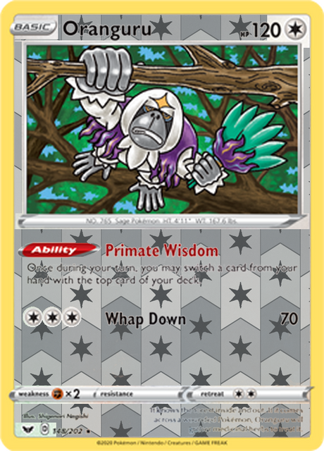 Oranguru 148, Sword & Shield Base Set Singles, Reverse Holo, representative matte composite