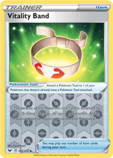 Vitality Band 185, Sword & Shield Base Set Singles, Reverse Holo, representative matte composite