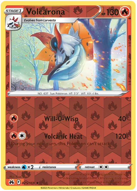 Volcarona 025, Crown Zenith Singles Base, Reverse Holo, representative matte composite