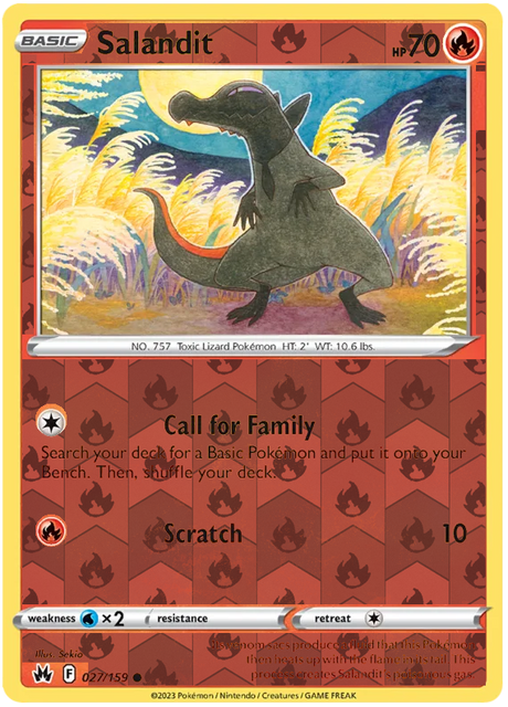 Salandit 027, Crown Zenith Singles Base, Reverse Holo, representative matte composite