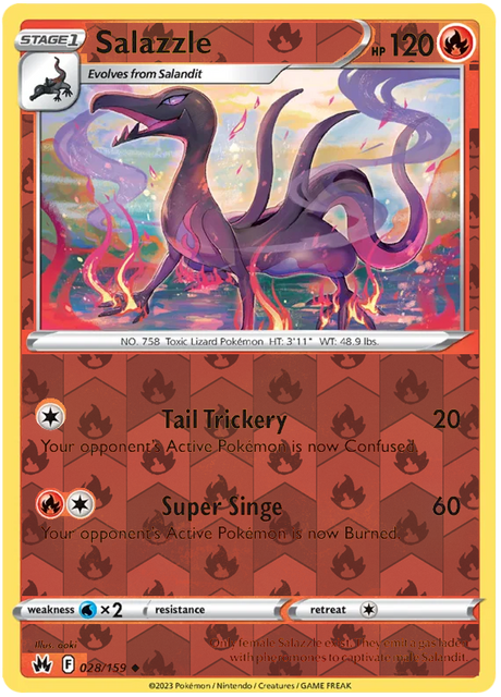 Salazzle 028, Crown Zenith Singles Base, Reverse Holo, representative matte composite