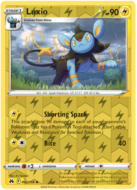 Luxio 042, Crown Zenith Singles Base, Reverse Holo, representative matte composite