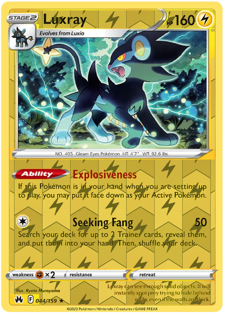 Luxray 044, Crown Zenith Singles Base, Reverse Holo, representative matte composite