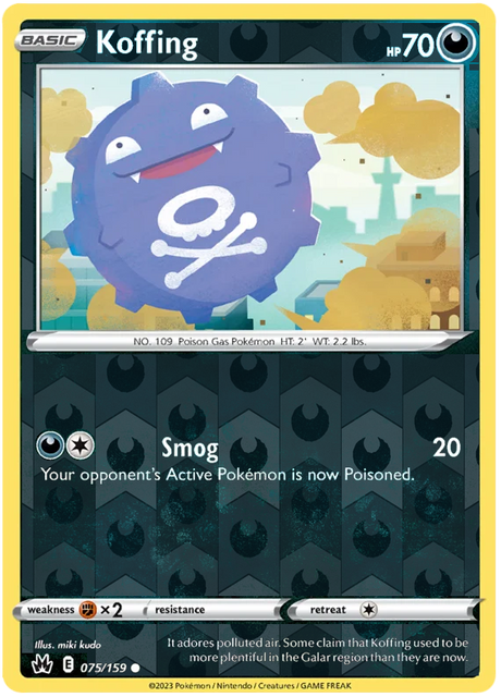 Koffing 075, Crown Zenith Singles Base, Reverse Holo, representative matte composite