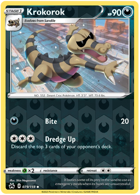 Krokorok 079, Crown Zenith Singles Base, Reverse Holo, representative matte composite