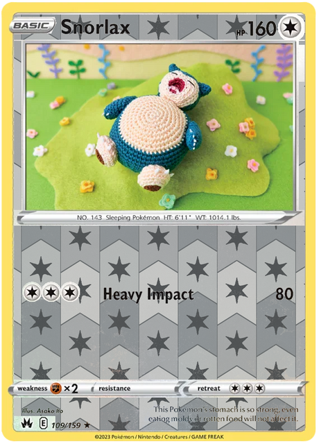 Snorlax 109, Crown Zenith Singles Base, Reverse Holo, representative matte composite