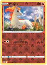 Ponyta 021, Silver Tempest Base, Reverse Holo, representative matte composite