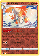 Rapidash 022, Silver Tempest Base, Reverse Holo, representative matte composite