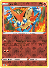 Victini 023, Silver Tempest Base, Reverse Holo, representative matte composite