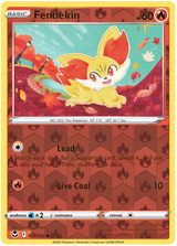 Fennekin 025, Silver Tempest Base, Reverse Holo, representative matte composite
