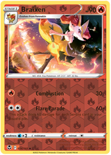 Braixen 026, Silver Tempest Base, Reverse Holo, representative matte composite