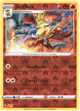 Delphox 027, Silver Tempest Base, Reverse Holo, representative matte composite