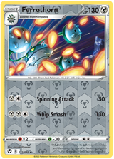 Ferrothorn 122, Silver Tempest Base, Reverse Holo, representative matte composite