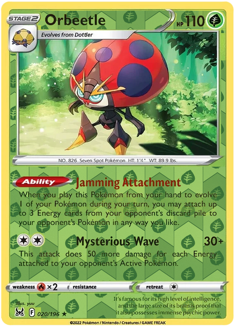 Orbeetle 020, Lost Origin Base Singles, Reverse Holo, representative matte composite