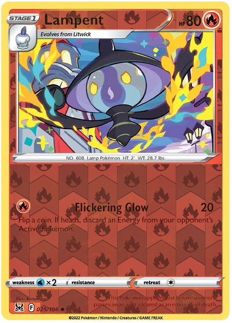 Lampent 025, Lost Origin Base Singles, Reverse Holo, representative matte composite