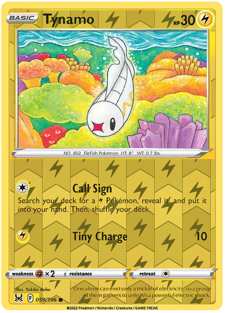 Tynamo 059, Lost Origin Base Singles, Reverse Holo, representative matte composite