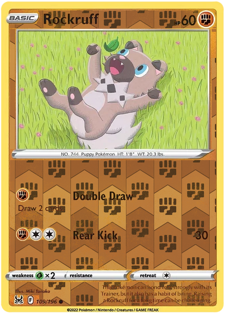 Rockruff 109, Lost Origin Base Singles, Reverse Holo, representative matte composite