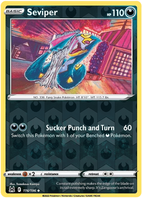 Seviper 116, Lost Origin Base Singles, Reverse Holo, representative matte composite